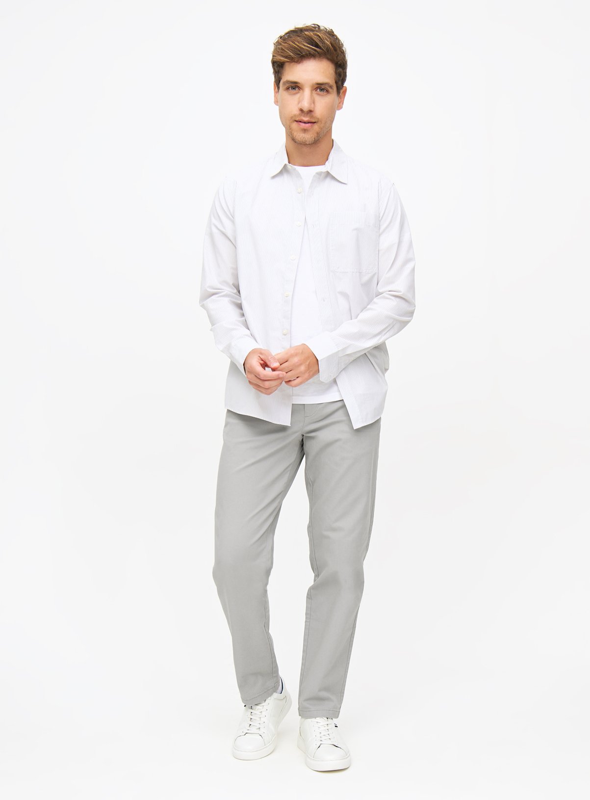 Light Grey Straight Leg Chino Trousers 40R - Image 2 thumbnail